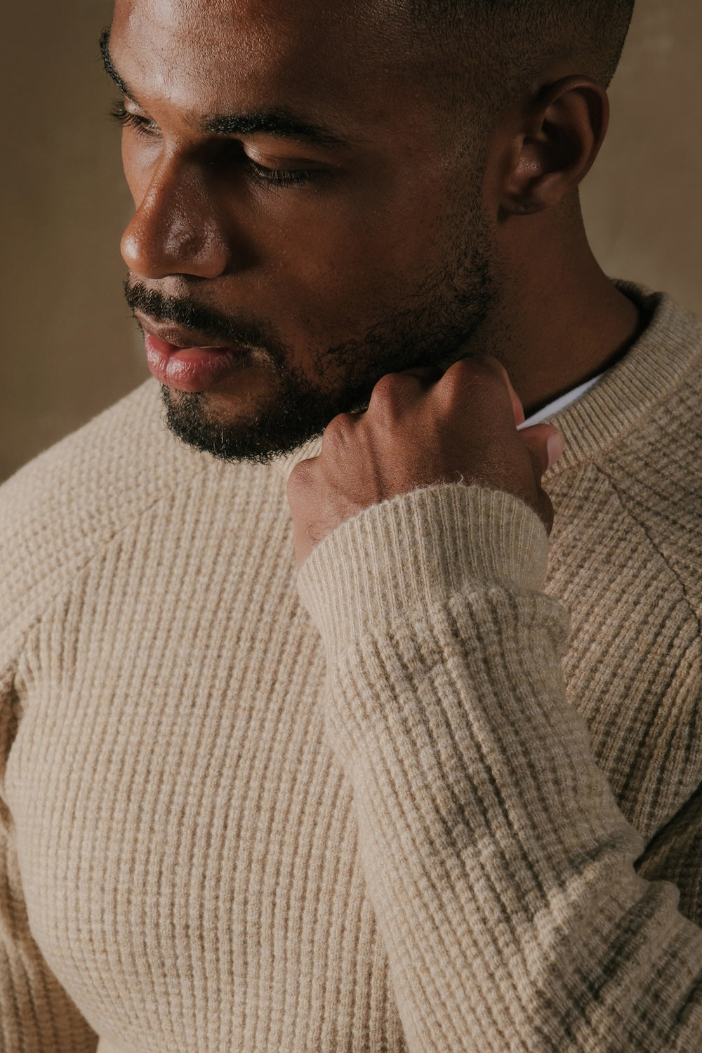 Fisherman Crew Neck Jumper in Neutral