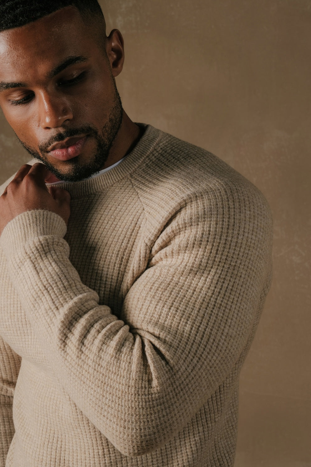 Fisherman Crew Neck Jumper in Neutral