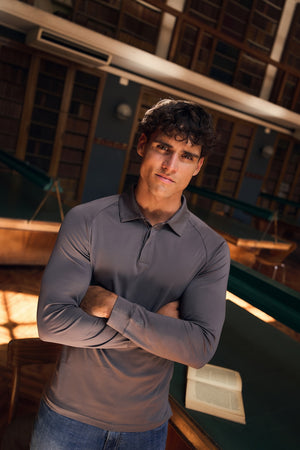 Mercerised Cotton Polo Shirt in Mole