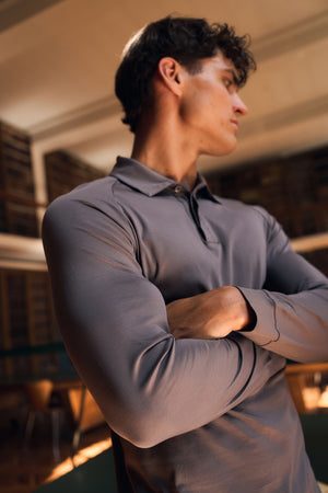Mercerised Cotton Polo Shirt in Mole