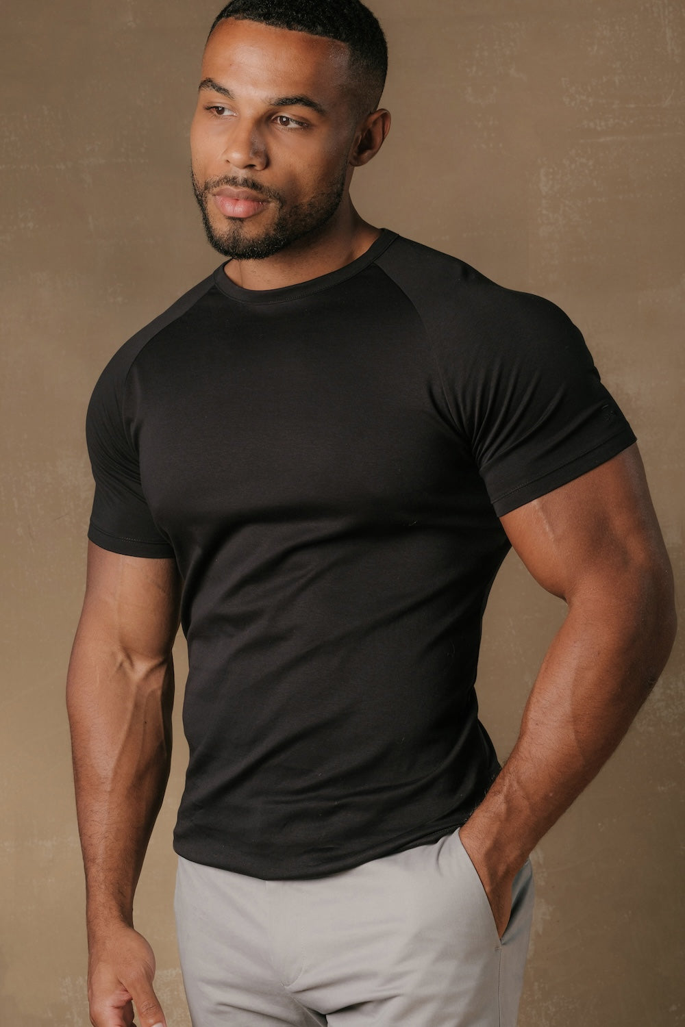 Mercerised Cotton T-Shirt in Black