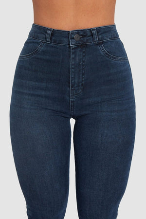 High Waisted Jeans in Dark Blue - TAILORED ATHLETE - ROW