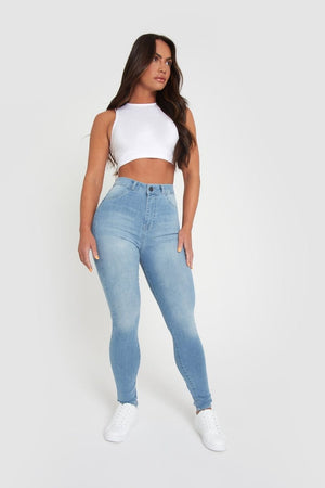 High Waisted Jeans in Light Blue - TAILORED ATHLETE - ROW