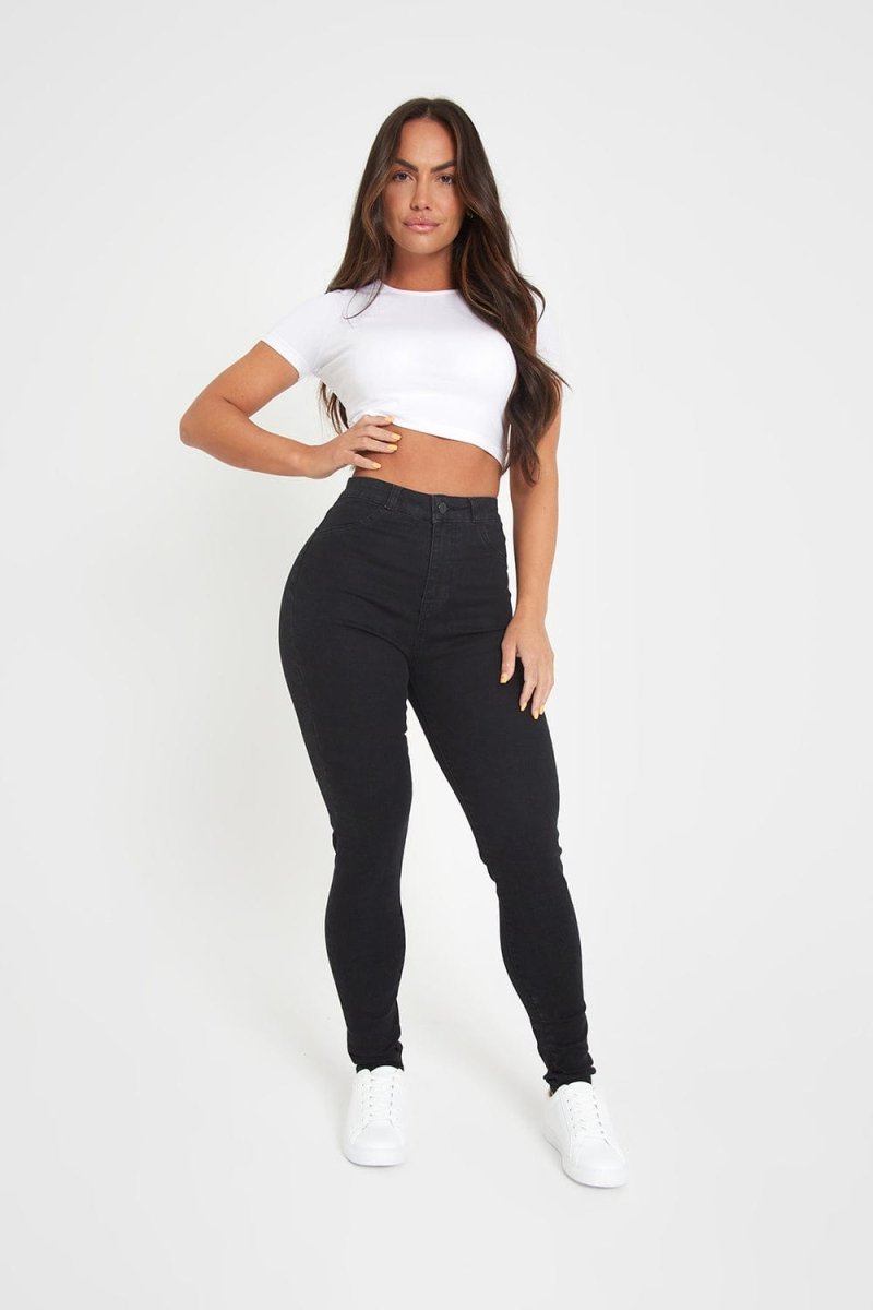 High Waisted Jeans in Black - TAILORED ATHLETE - ROW