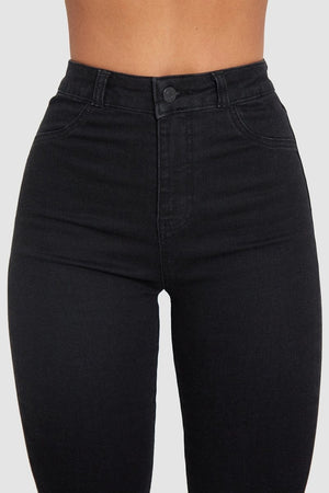 High Waisted Jeans in Black - TAILORED ATHLETE - ROW