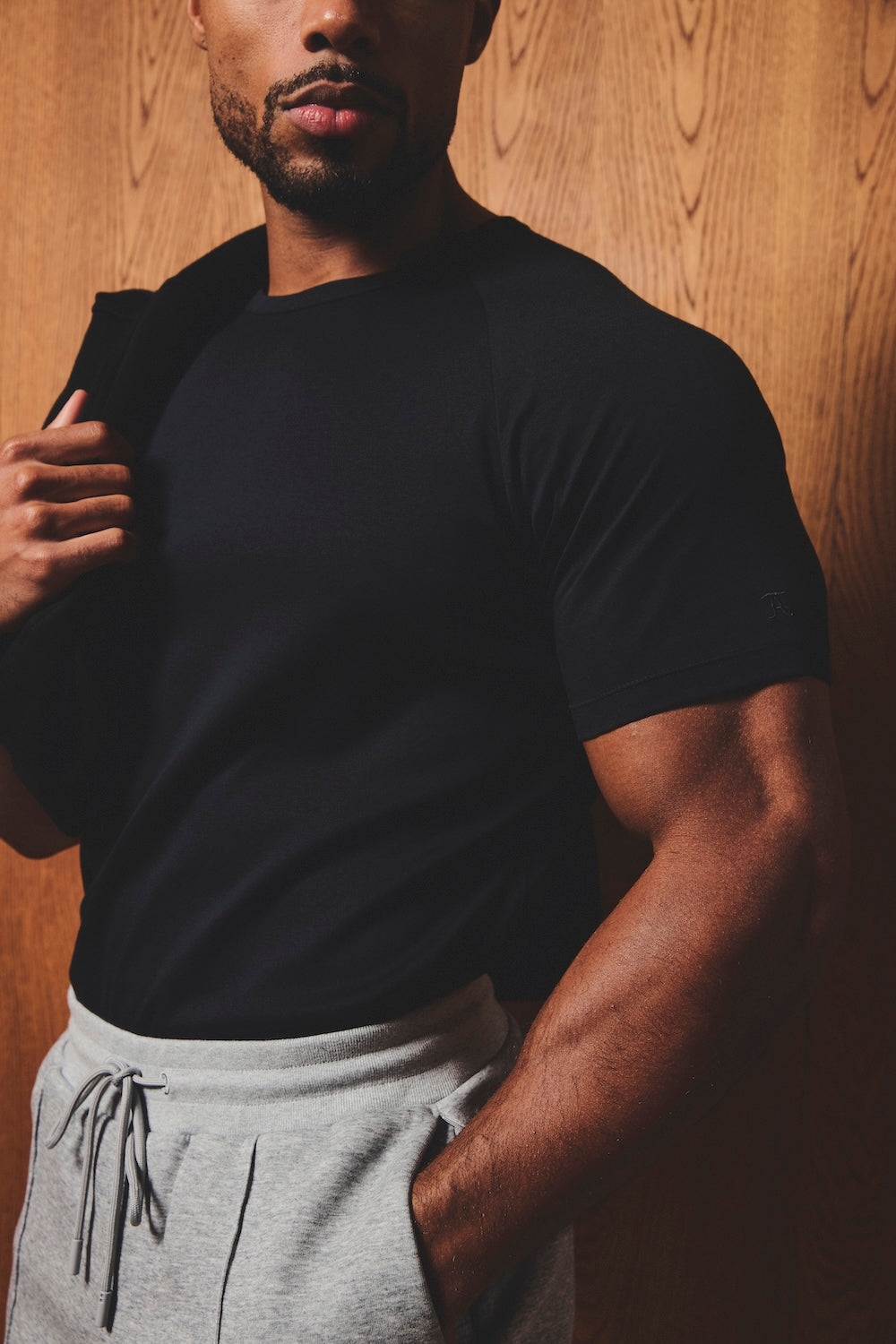 Mercerised Cotton T-Shirt in Black