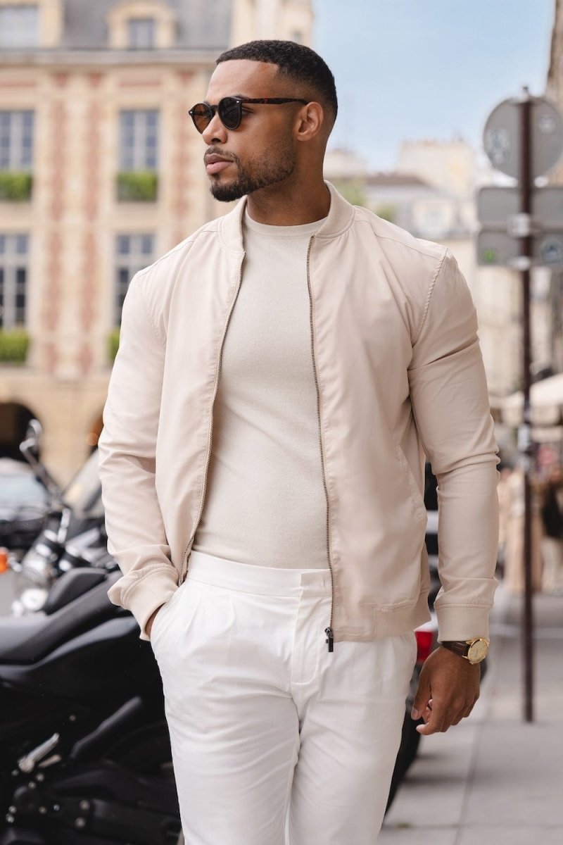 Light Weight Bomber Jacket in Stone - TAILORED ATHLETE - ROW