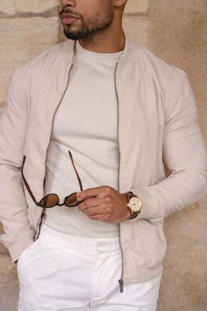 Light Weight Bomber Jacket in Stone - TAILORED ATHLETE - ROW