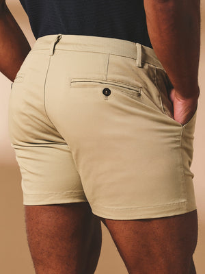 Muscle Fit Stretch Chino Shorts - Shorter Length in Stone