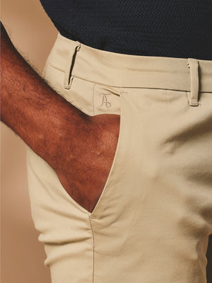 Muscle Fit Stretch Chino Shorts - Shorter Length in Stone