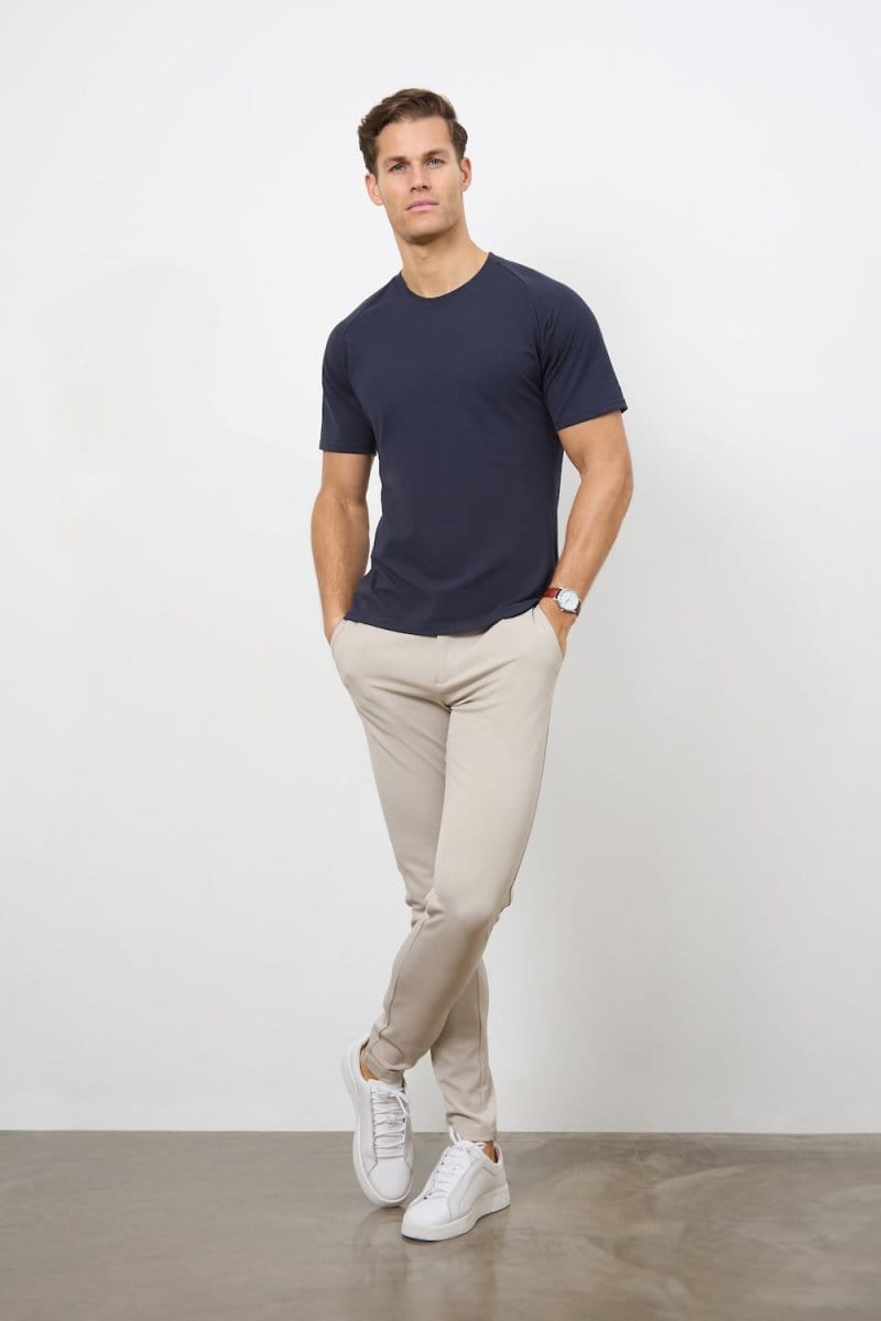 Textured Jersey T-Shirt in Navy - TAILORED ATHLETE - ROW