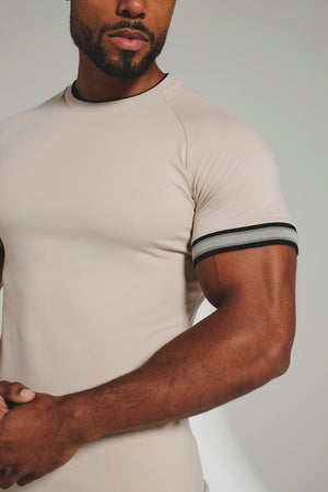Tipped Fashion Fit T-Shirt in Stone and Mushroom