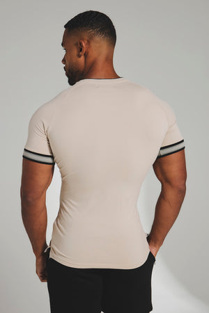 Tipped Fashion Fit T-Shirt in Stone and Mushroom