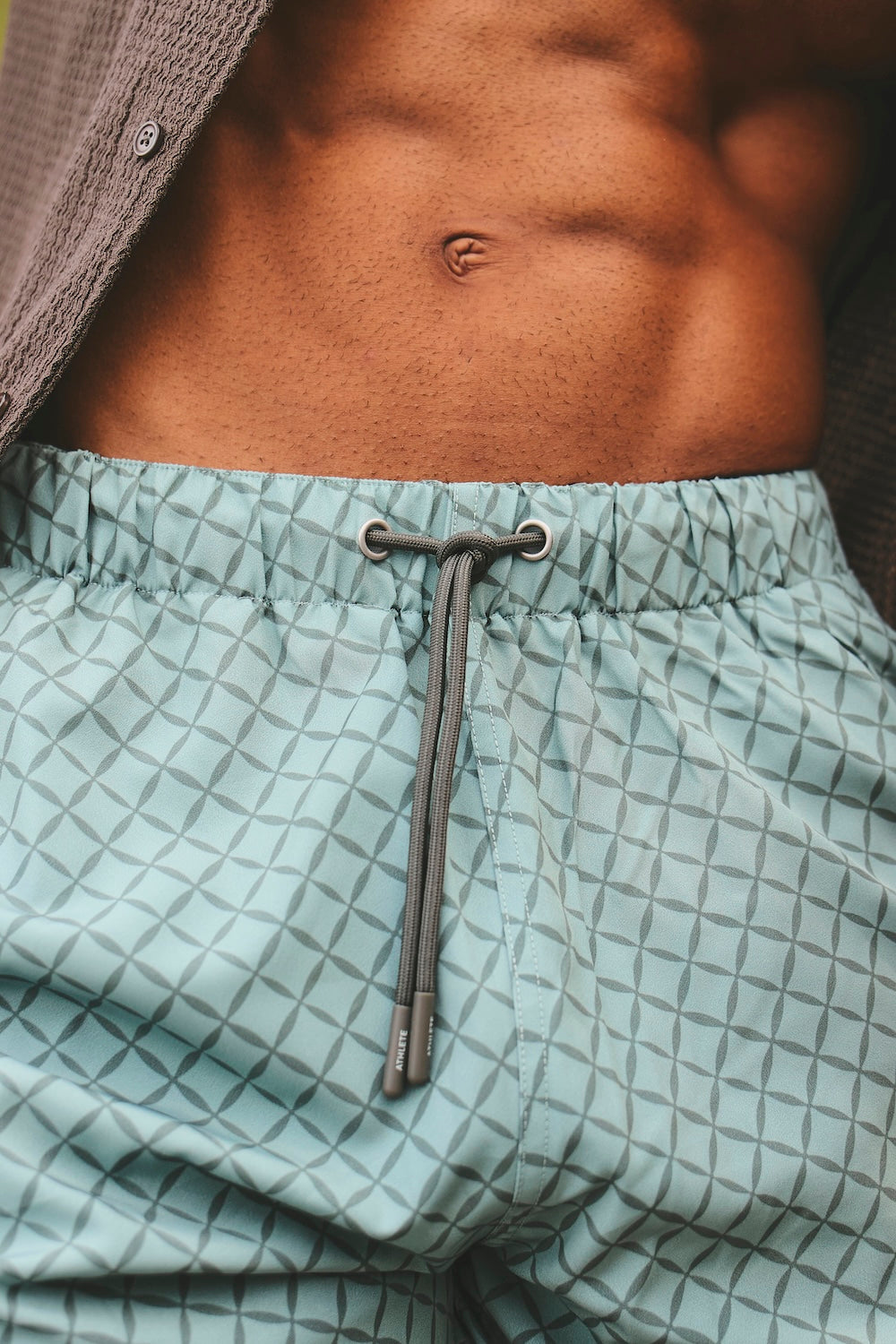 Quick Dry Printed Circle Geo Swim Short in Sage