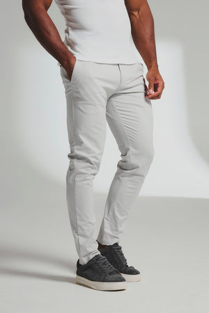 Muscle Fit Cotton Stretch Chino Trouser in Dove Grey
