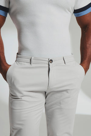 Muscle Fit Cotton Stretch Chino Trouser in Dove Grey
