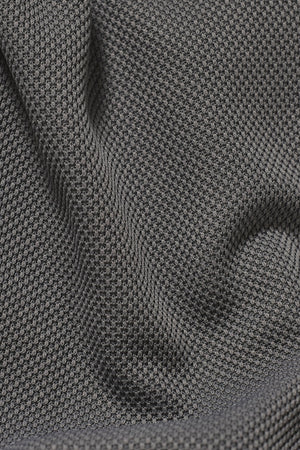 Tipped Textured Open Collar Polo Shirt in Grey and White