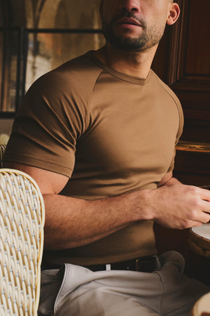 Mercerised Cotton T-Shirt in Chestnut