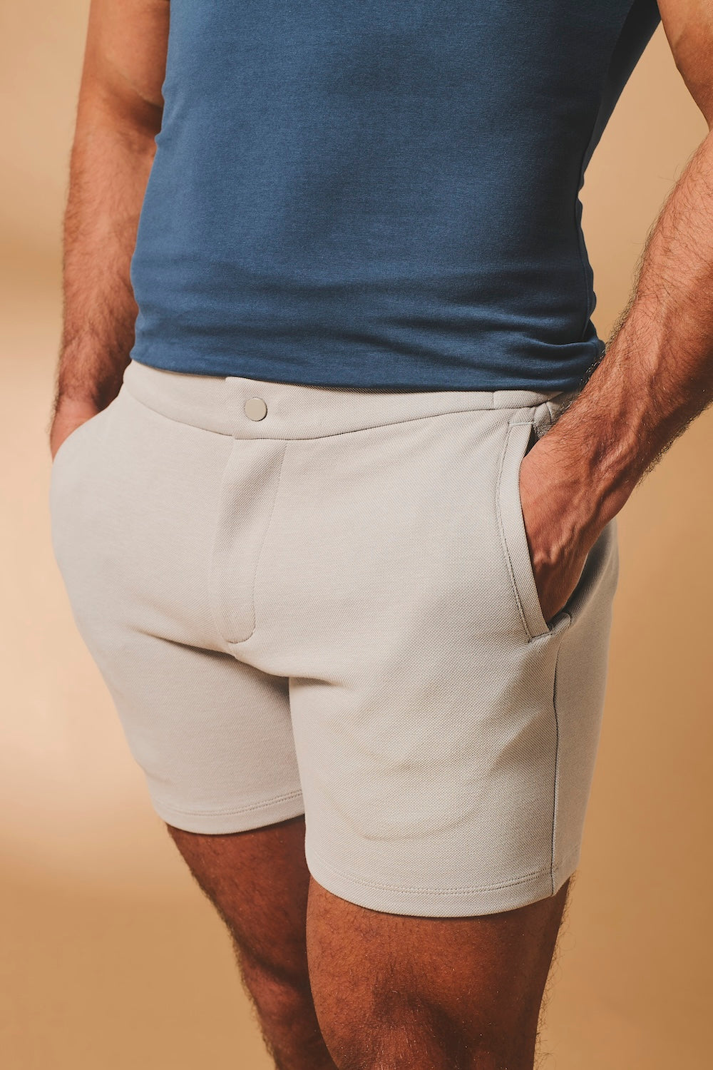 Textured Jersey Shorts in Dove Grey