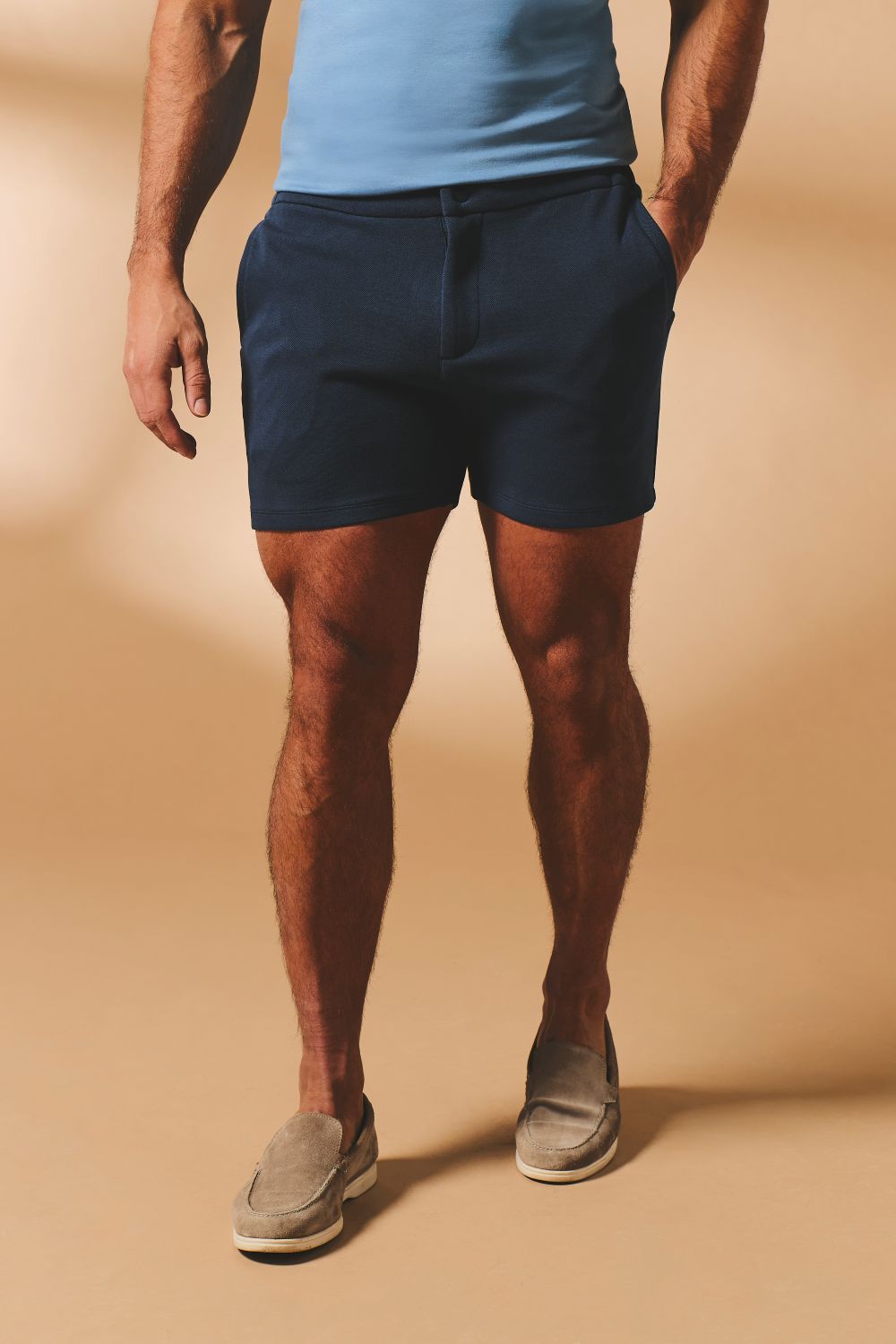 Textured Jersey Shorts In Navy