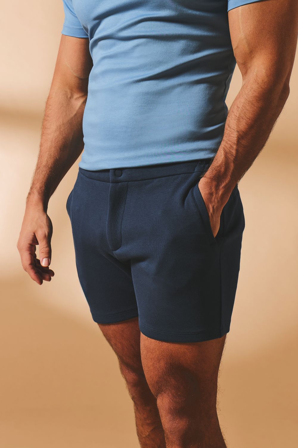 Textured Jersey Shorts In Navy