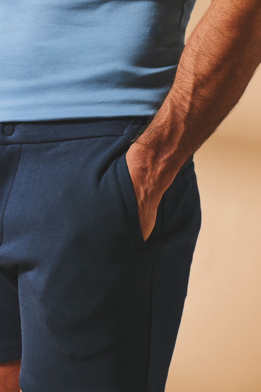 Textured Jersey Shorts In Navy