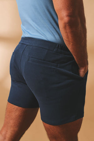 Textured Jersey Shorts In Navy
