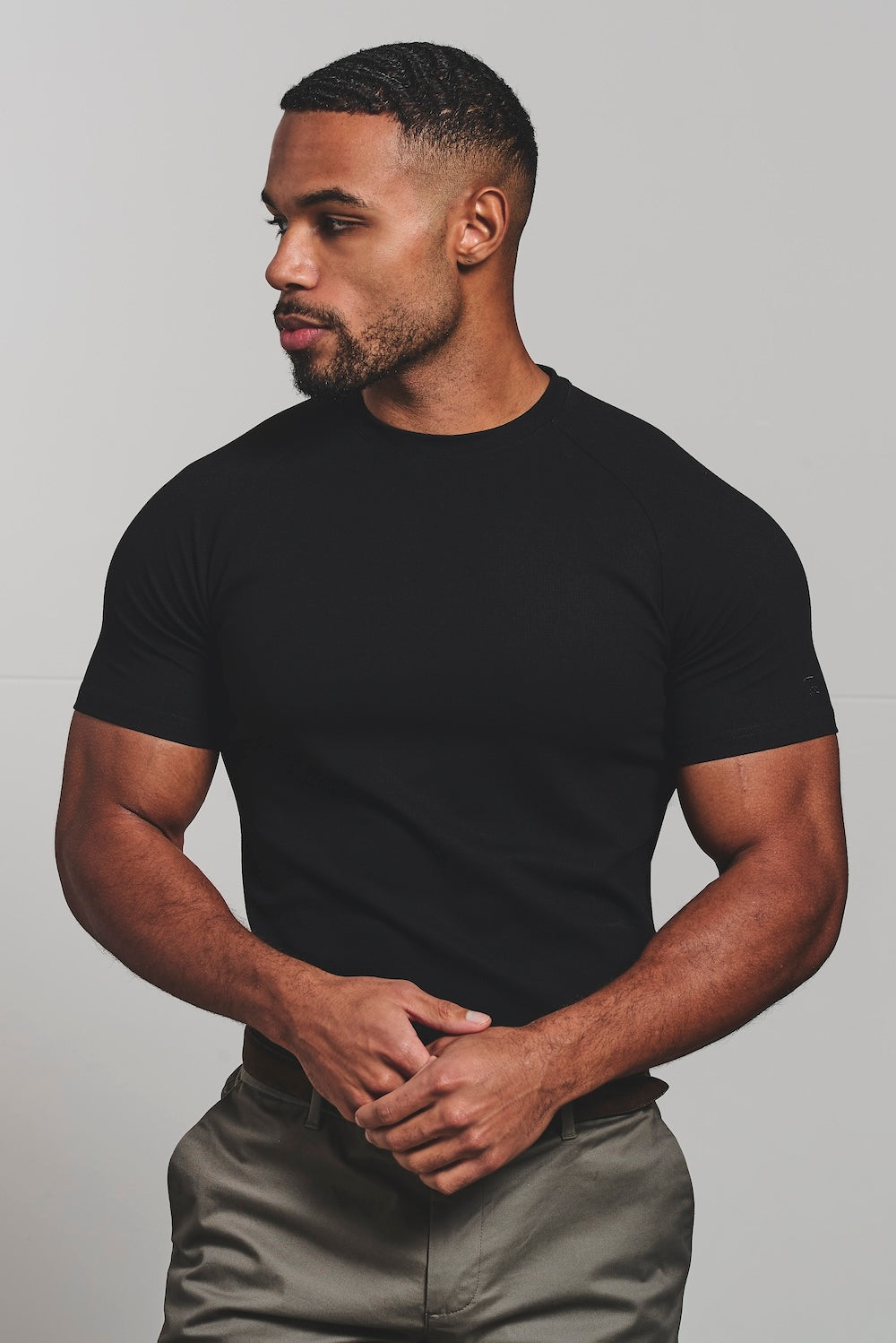 Textured Jersey T-Shirt in Black