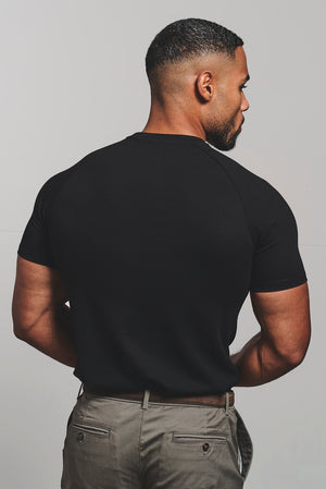 Textured Jersey T-Shirt in Black