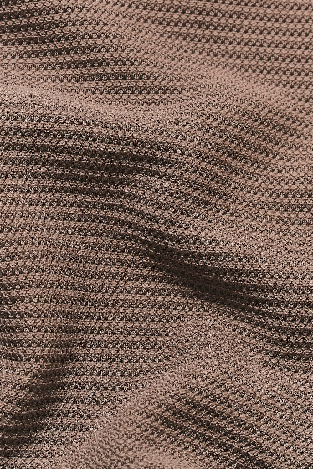 Textured Knitted Open Collar Polo Shirt in Mink