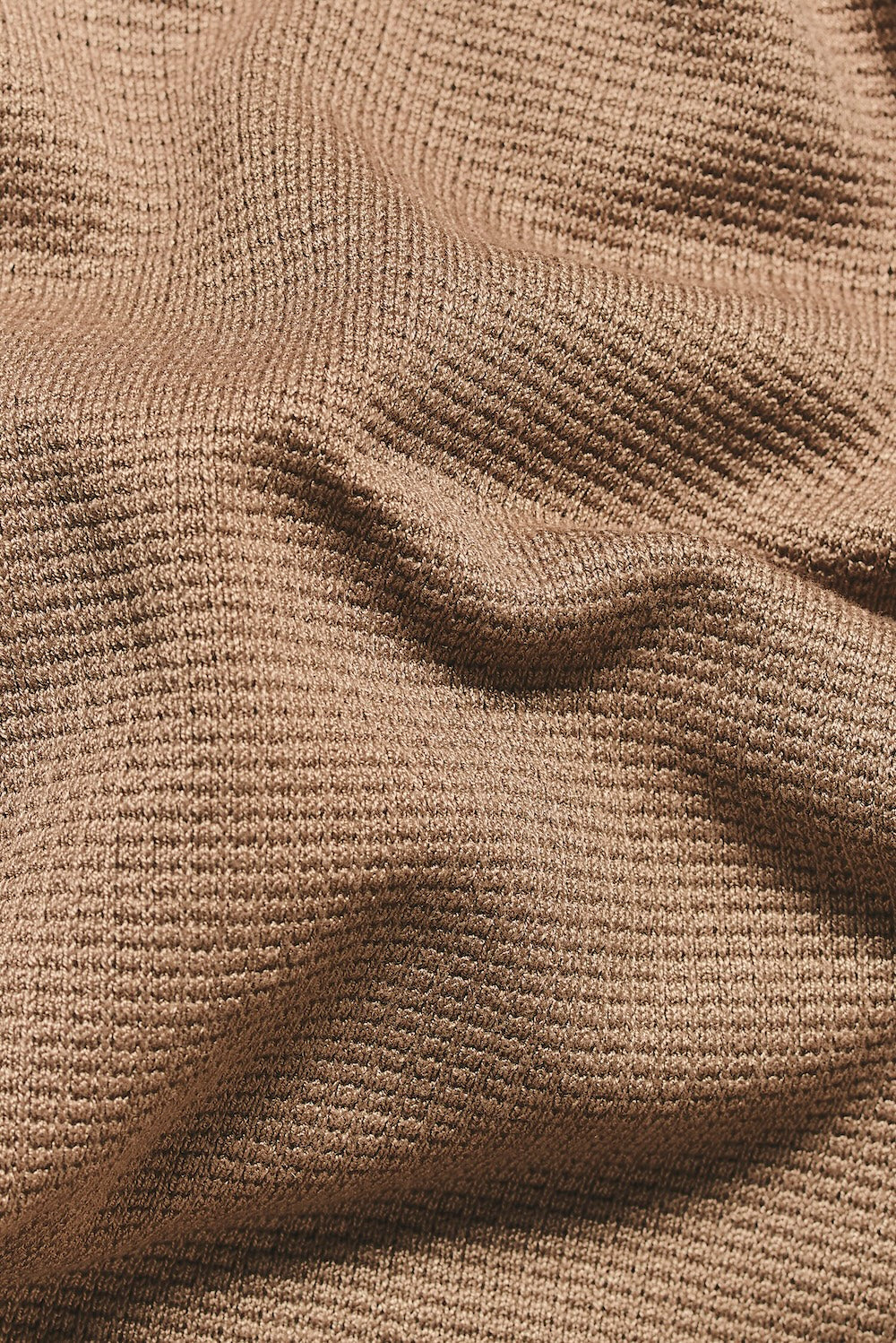 Textured Knitted Open Collar Polo Shirt in Stone