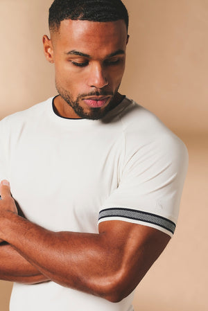 Tipped Fashion Fit T-Shirt in White and Navy