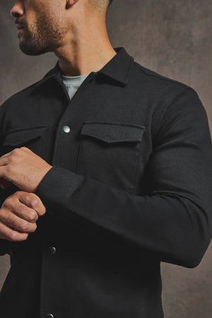Twill Jersey Overshirt in Black