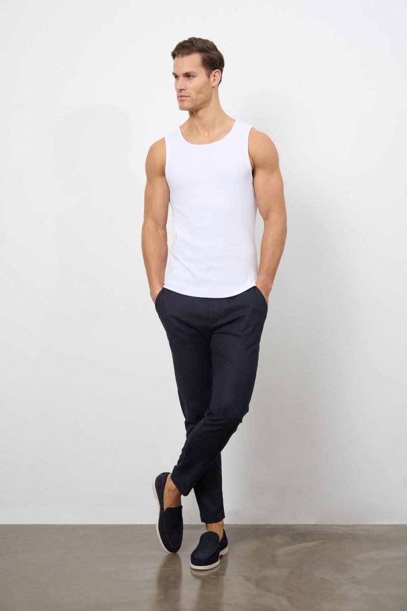 Ribbed Vest in White - TAILORED ATHLETE - ROW