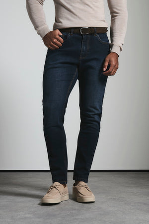 Muscle Fit Stretch Jeans in Dark Blue