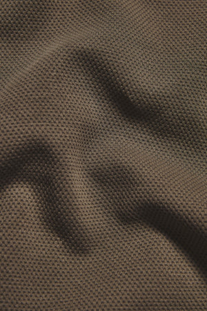 Zip Neck Polo Shirt in Smoky Khaki