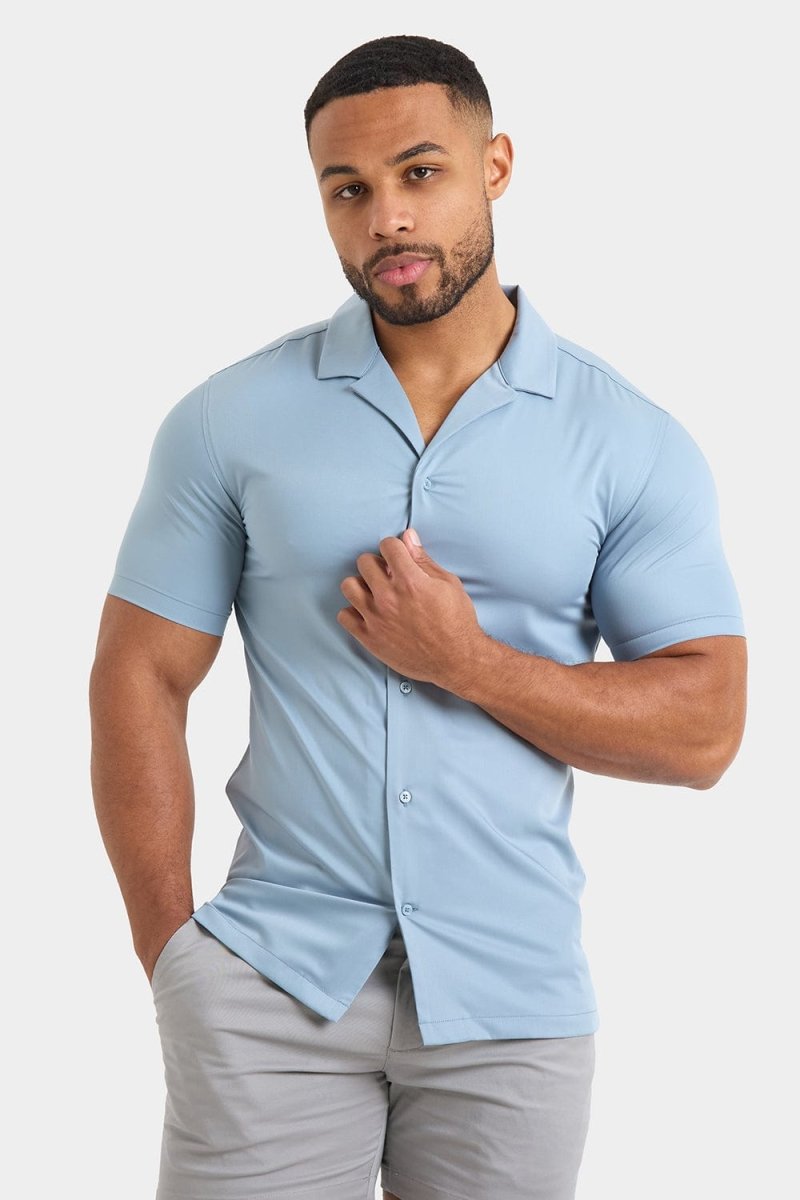 Bamboo Revere Collar Shirt in Duck Egg - TAILORED ATHLETE - ROW