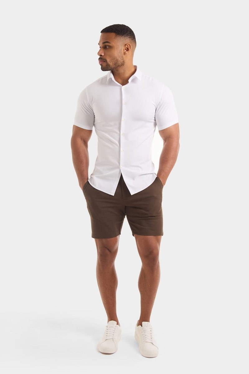 Muscle Fit Short Sleeve Bamboo Shirt in White - TAILORED ATHLETE - ROW