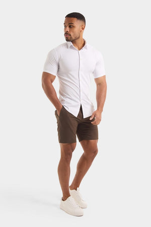 Muscle Fit Short Sleeve Bamboo Shirt in White - TAILORED ATHLETE - ROW