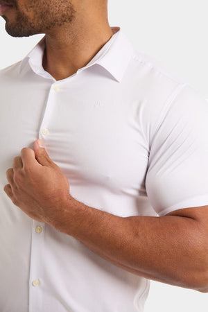 Muscle Fit Short Sleeve Bamboo Shirt in White - TAILORED ATHLETE - ROW