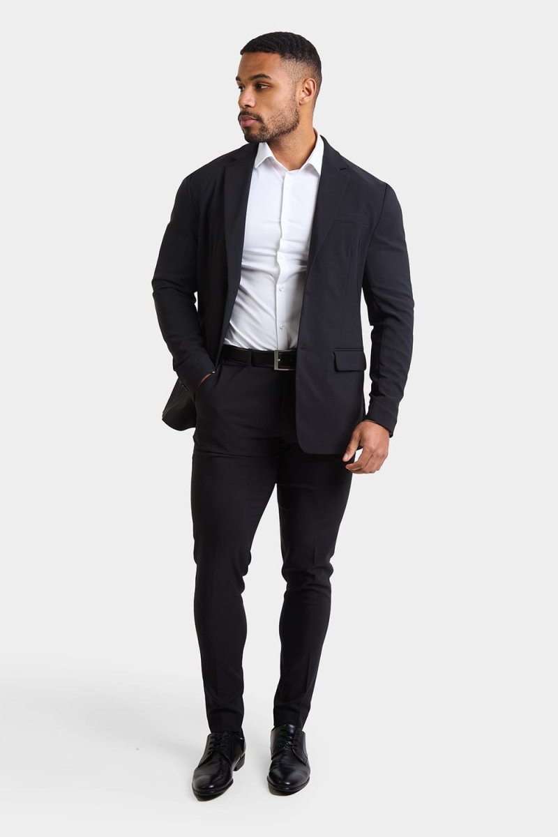True Muscle Fit Tech Suit Trousers in Black - TAILORED ATHLETE - ROW