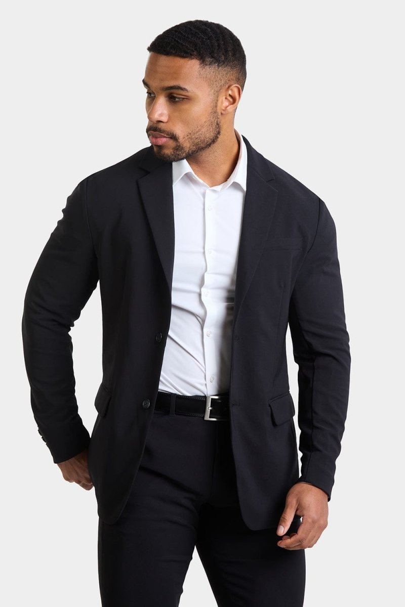 True Muscle Fit Tech Suit Jacket in Black - TAILORED ATHLETE - ROW