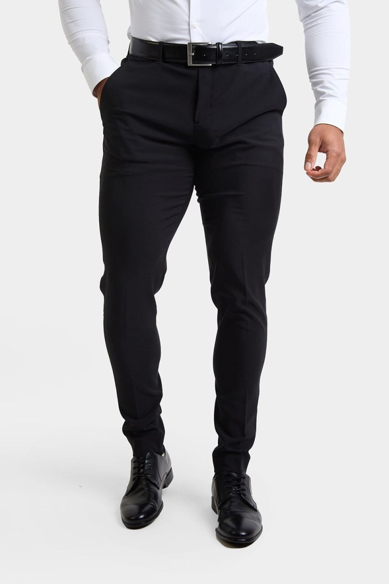 True Muscle Fit Tech Suit Trousers in Black - TAILORED ATHLETE - ROW