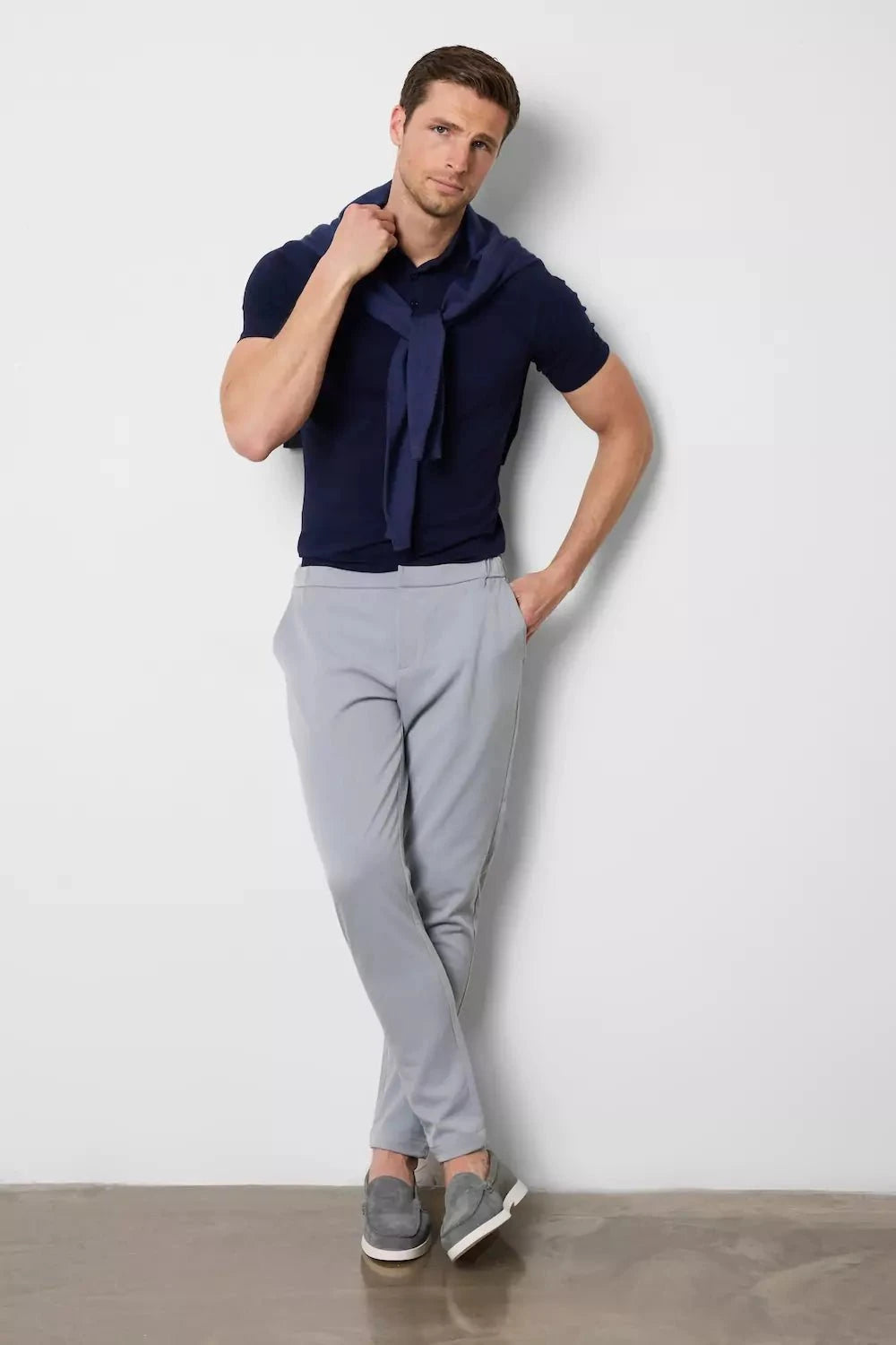 Muscle Fit Polo Shirt in Navy - TAILORED ATHLETE - ROW