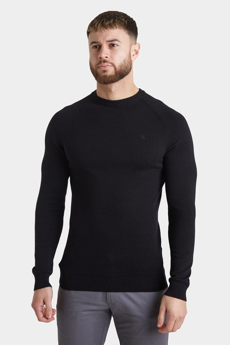 Cotton Crew Neck Jumper in Black - TAILORED ATHLETE - ROW