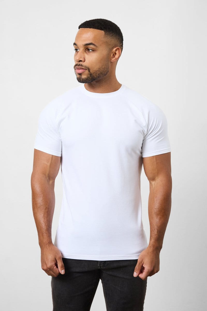 7 Pack Muscle Fit Crew Neck T-Shirt in White - TAILORED ATHLETE - ROW