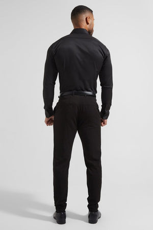 Cutaway Collar Twill Shirt in Black - TAILORED ATHLETE - ROW