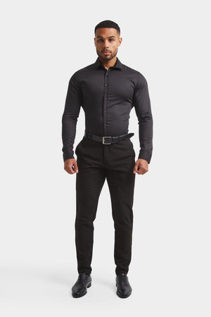 Muscle Fit Dress Shirt in Black - TAILORED ATHLETE - ROW