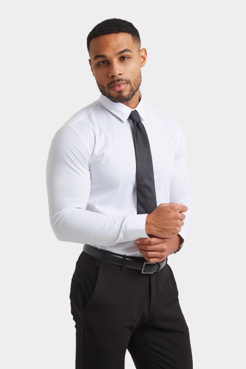 Muscle Fit Dress Shirt in White - TAILORED ATHLETE - ROW