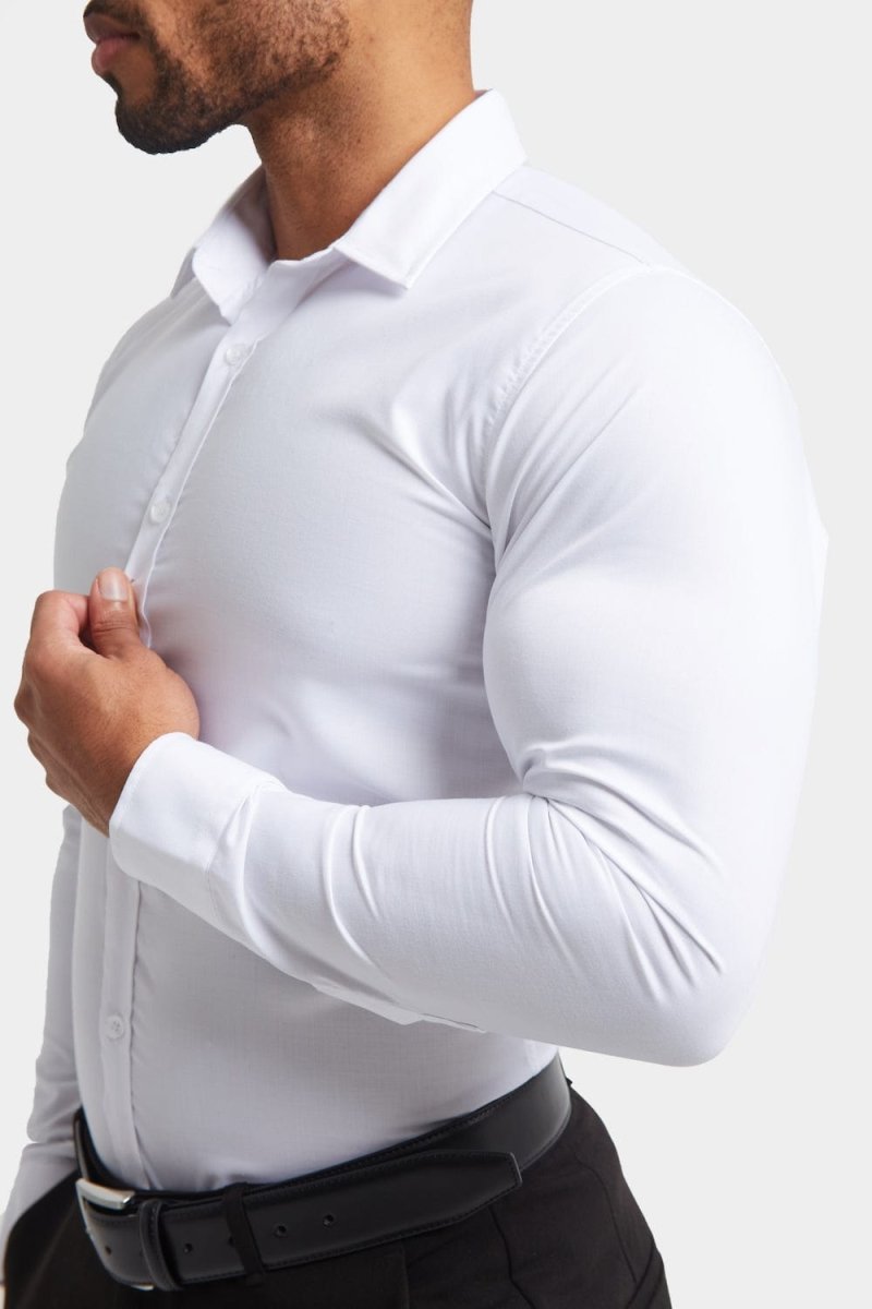Muscle Fit Dress Shirt in White - TAILORED ATHLETE - ROW